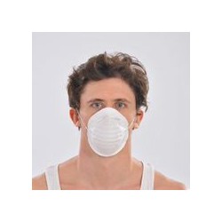 mascarilla bozal tipo concha azul con gomas (1 pack 50 unid.)