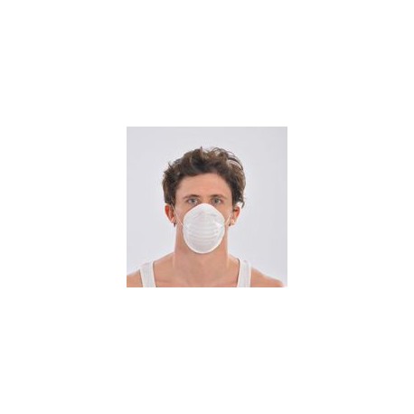 mascarilla bozal tipo concha azul con gomas (1 pack 50 unid.)