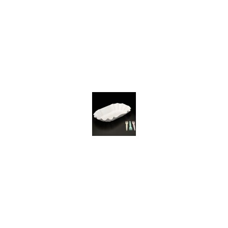 bandeja oval plastificada 19x11x3,5 blanco cartoncillo (1 pack 250 unid.)